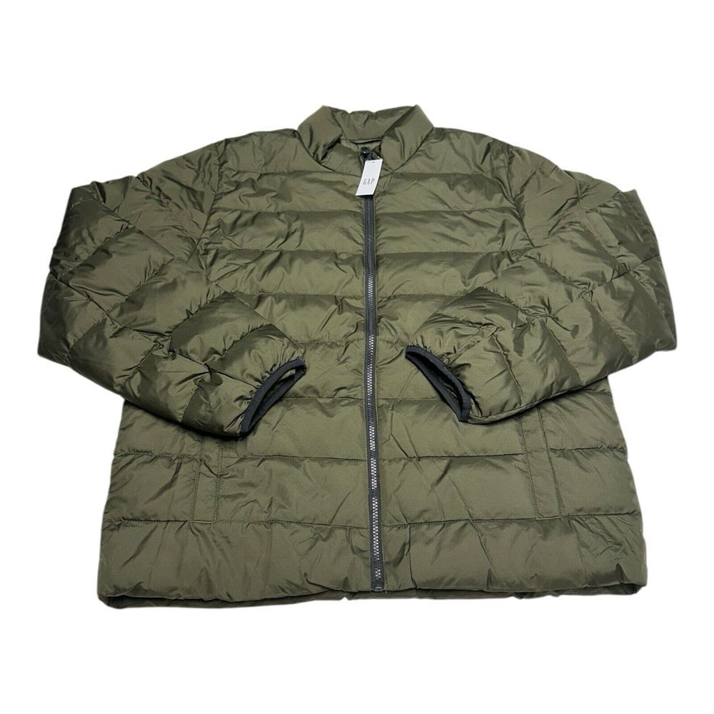Gap Cold Control Puffer Jacket Men's Size L Olive Reg Green Full Zip Long Sleeve